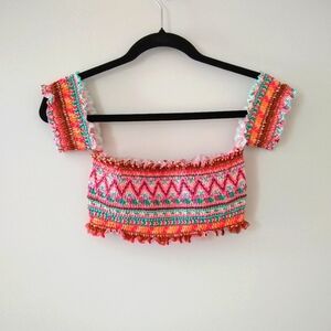 Body Glove Colorful Stretch Off Shoulder Beach Crop Top XS